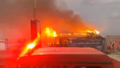 حـ ـريـ ـق كبير بنادى الشاطىء للمعلمين بمنطقة سيدي جابر بالإسكندرية